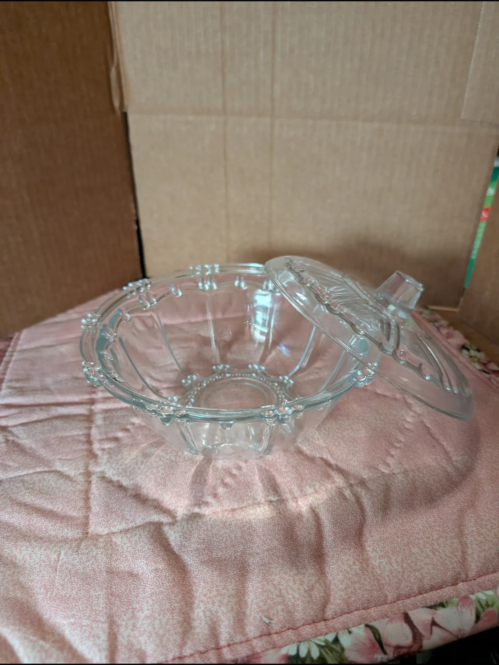 Clear Glass Covered Serving Bowl - Home Kitchen